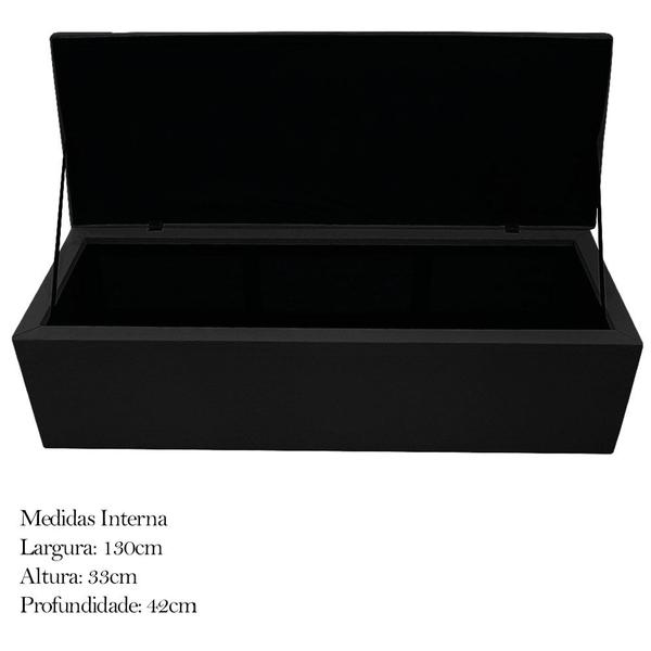 Imagem de Kit Cabeceira Estofada Mel Cama Box Casal 140 cm mais Calçadeira Baú Mel com Capitonê Suede Preto para Quarto - AM Decor