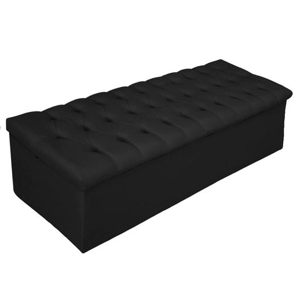 Imagem de Kit Cabeceira Estofada Mel Cama Box Casal 140 cm mais Calçadeira Baú Mel com Capitonê Suede Preto para Quarto - AM Decor