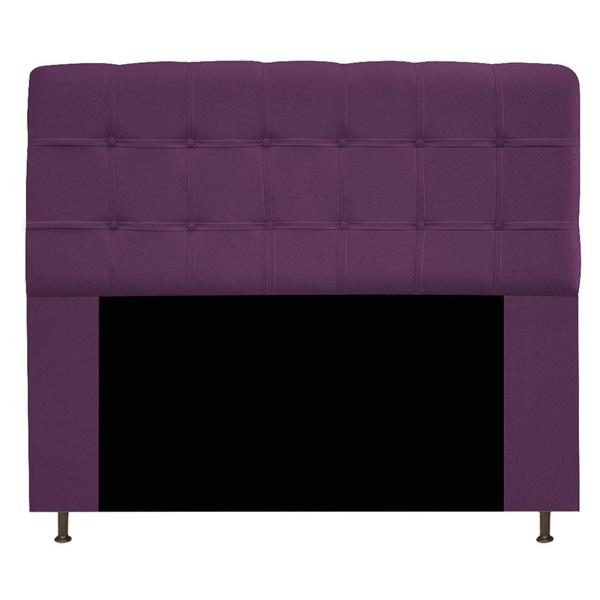 Imagem de Kit Cabeceira Estofada Mel Cama Box Casal 140 cm mais Calçadeira Baú Mel com Capitonê Suede Roxo para Quarto - AM Decor