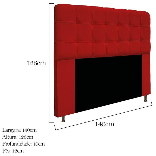 Imagem de Kit Cabeceira Estofada Mel Cama Box Casal 140 cm mais Calçadeira Baú Mel com Capitonê Suede Vermelho para Quarto - AM Decor