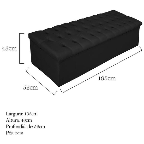 Imagem de Kit Cabeceira Estofada Mel Cama Box King 195 cm mais Calçadeira Baú Mel com Capitonê Suede Preto para Quarto - AM Decor