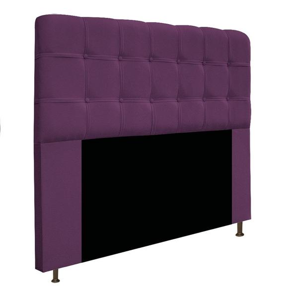 Imagem de Kit Cabeceira Estofada Mel Cama Box Queen 160 cm mais Calçadeira Baú Mel com Capitonê Suede Roxo para Quarto - AM Decor