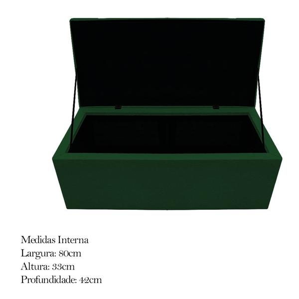 Imagem de Kit Cabeceira Estofada Mel Cama Box Solteiro 90 cm mais Calçadeira Baú Mel com Capitonê Suede Verde para Quarto - AM Decor