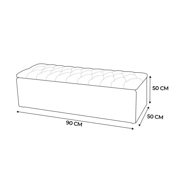 Imagem de Kit Cabeceira Estofada Solteiro  com Recamier Bau 90 cm para Cama Box Preto Livia Mafer