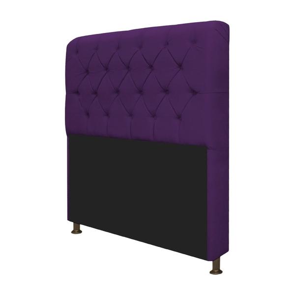 Imagem de Kit Cabeceira Estofado Lady e Recamier Ari 140 cm Casal Suede Roxo - Amarena Móveis