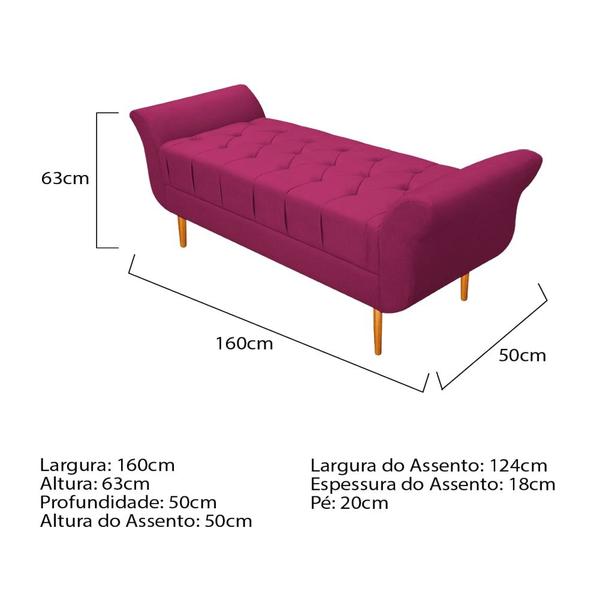 Imagem de Kit Cabeceira Estofado Lady e Recamier Ari 160 cm Queen Size Suede Pink - Amarena Móveis