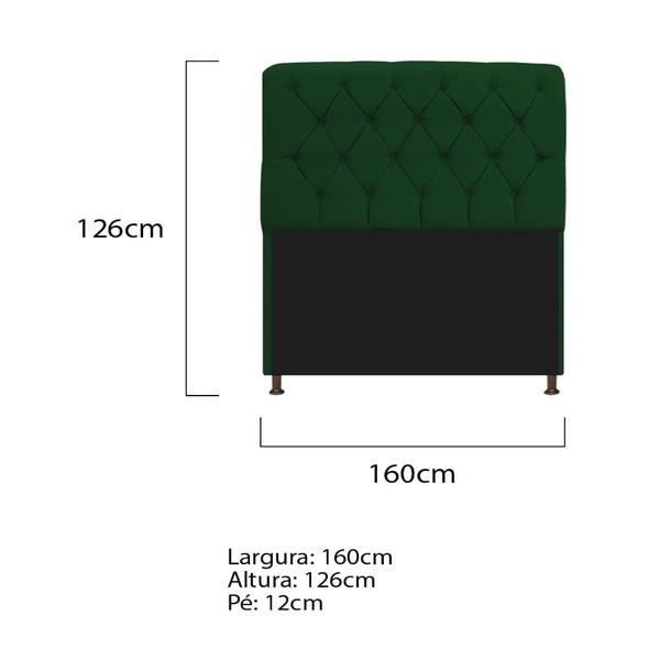 Imagem de Kit Cabeceira Estofado Lady e Recamier Ari 160 cm Queen Size Suede Verde - Amarena Móveis