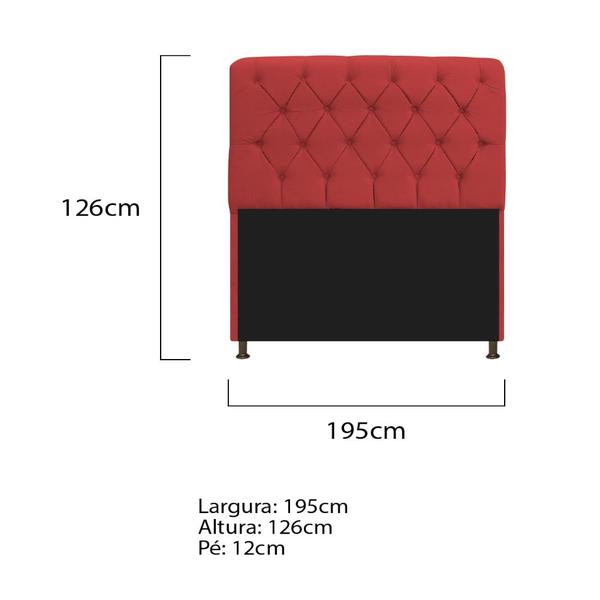 Imagem de Kit Cabeceira Estofado Lady e Recamier Ari 195 cm King Size Sintético Vermelho - Amarena Móveis