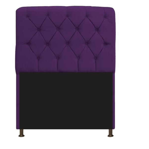 Imagem de Kit Cabeceira Estofado Lady e Recamier Ari 90 cm Solteiro Suede Roxo - Amarena Móveis