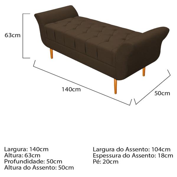 Imagem de Kit Cabeceira Lady e Recamier Ari 140 cm Casal Suede Marrom - ADJ Decor