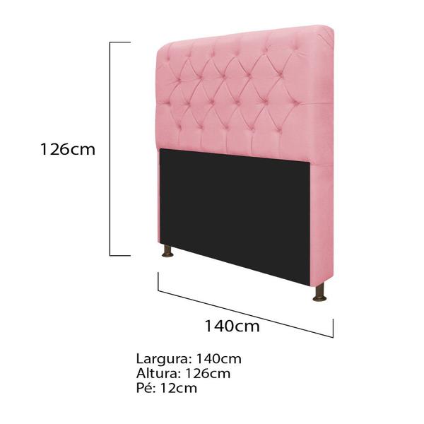 Imagem de Kit Cabeceira Lady e Recamier Ari 140 cm Casal Suede Rosa Bebê - Doce Sonho Móveis