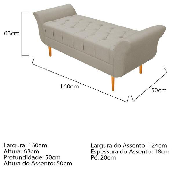 Imagem de Kit Cabeceira Lady e Recamier Ari 160 cm Queen Size Suede Bege - Doce Sonho Móveis