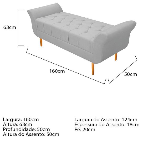 Imagem de Kit Cabeceira Lady e Recamier Ari 160 cm Queen Size Suede Branco - Doce Sonho Móveis