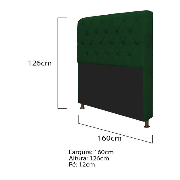 Imagem de Kit Cabeceira Lady e Recamier Ari 160 cm Queen Size Suede Verde - Doce Sonho Móveis