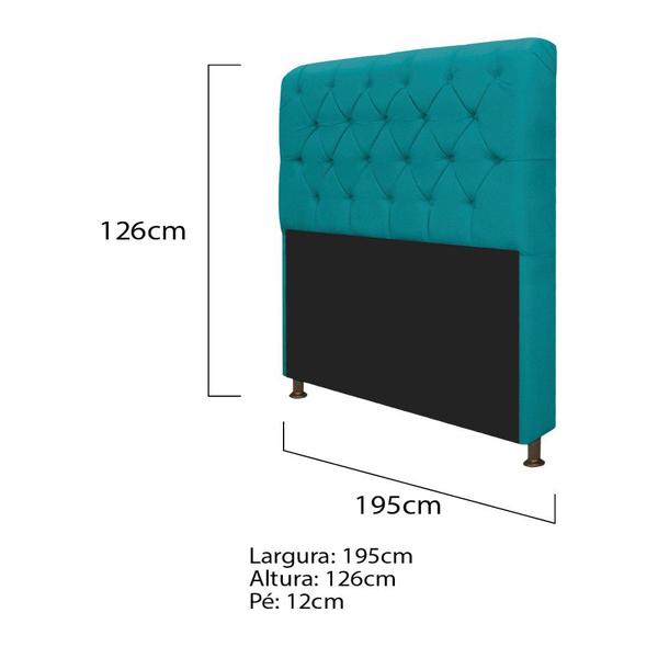 Imagem de Kit Cabeceira Lady e Recamier Ari 195 cm King Size Suede Azul Turquesa - ADJ Decor