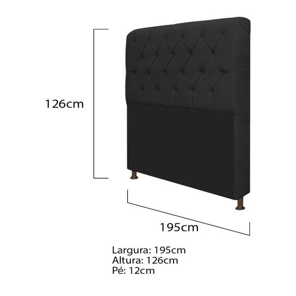 Imagem de Kit Cabeceira Lady e Recamier Ari 195 cm King Size Suede Preto - ADJ Decor