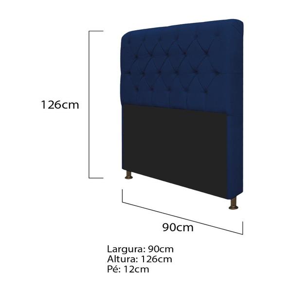 Imagem de Kit Cabeceira Lady e Recamier Ari 90 cm Solteiro Suede Azul Marinho - ADJ Decor