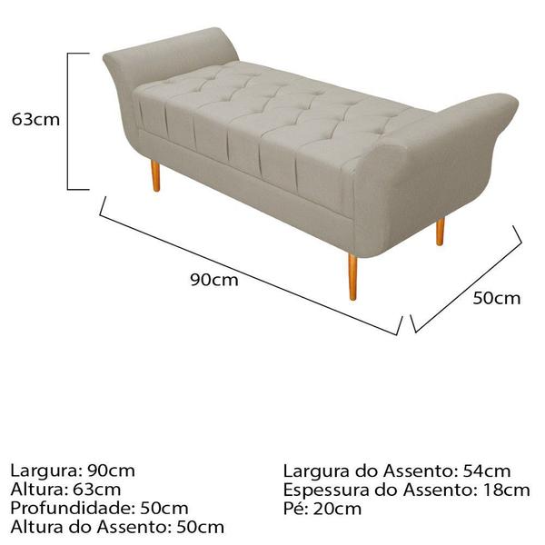 Imagem de Kit Cabeceira Lady e Recamier Ari 90 cm Solteiro Suede Bege - Doce Sonho Móveis