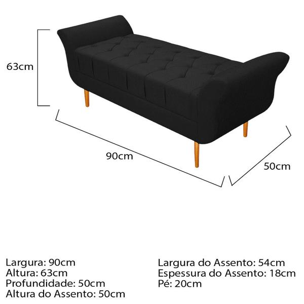 Imagem de Kit Cabeceira Lady e Recamier Ari 90 cm Solteiro Suede Preto - ADJ Decor