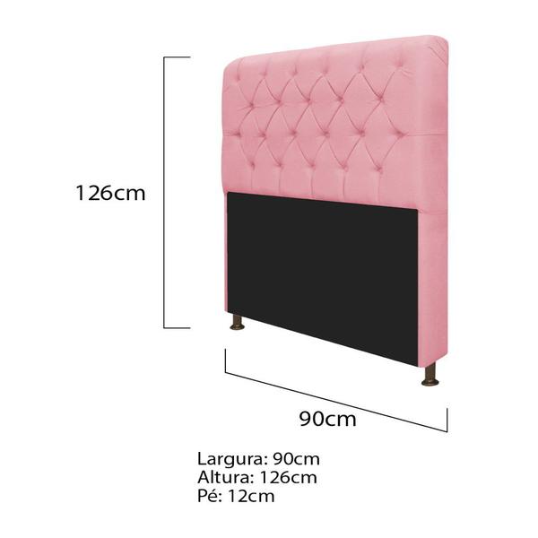 Imagem de Kit Cabeceira Lady e Recamier Ari 90 cm Solteiro Suede Rosa Bebê - Doce Sonho Móveis