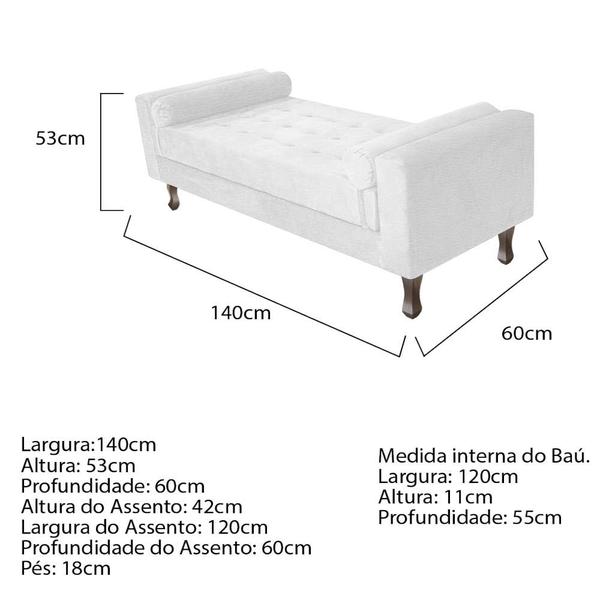 Imagem de Kit Cabeceira Lady e Recamier Félix 140 cm Casal Corano Branco - ADJ Decor