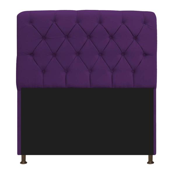 Imagem de Kit Cabeceira Lady e Recamier Félix 140 cm Casal Suede Roxo - Doce Sonho Móveis