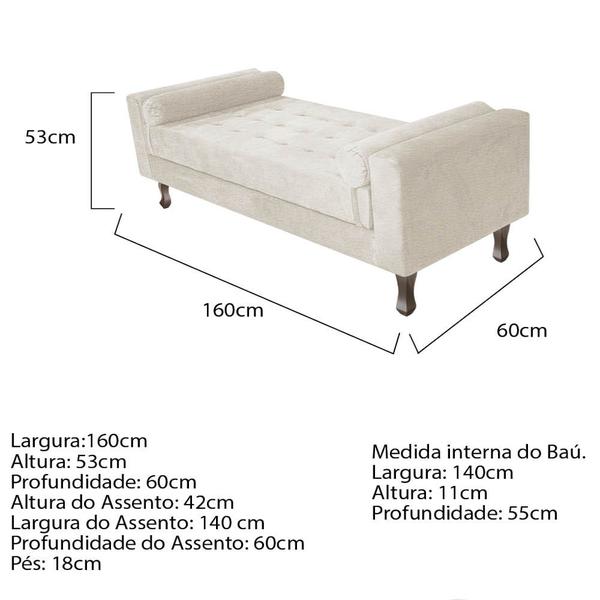 Imagem de Kit Cabeceira Lady e Recamier Félix 160 cm Queen Size Corano Bege - ADJ Decor