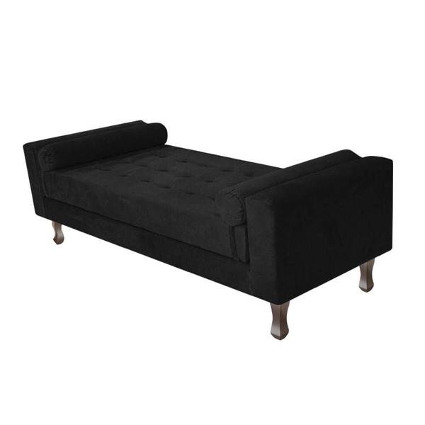 Imagem de Kit Cabeceira Lady e Recamier Félix 160 cm Queen Size Suede Preto - ADJ Decor