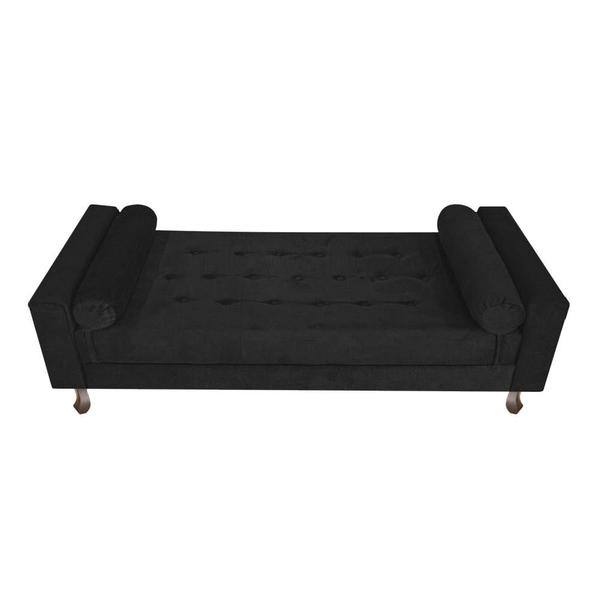 Imagem de Kit Cabeceira Lady e Recamier Félix 160 cm Queen Size Suede Preto - ADJ Decor