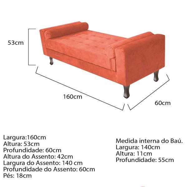 Imagem de Kit Cabeceira Lady e Recamier Félix 160 cm Queen Size Suede Terracota - ADJ Decor