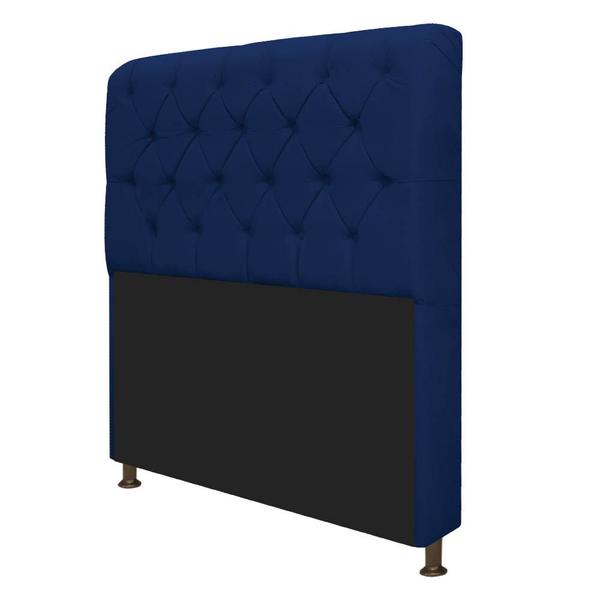 Imagem de Kit Cabeceira Lady e Recamier Félix 195 cm King Size Suede Azul Marinho - ADJ Decor