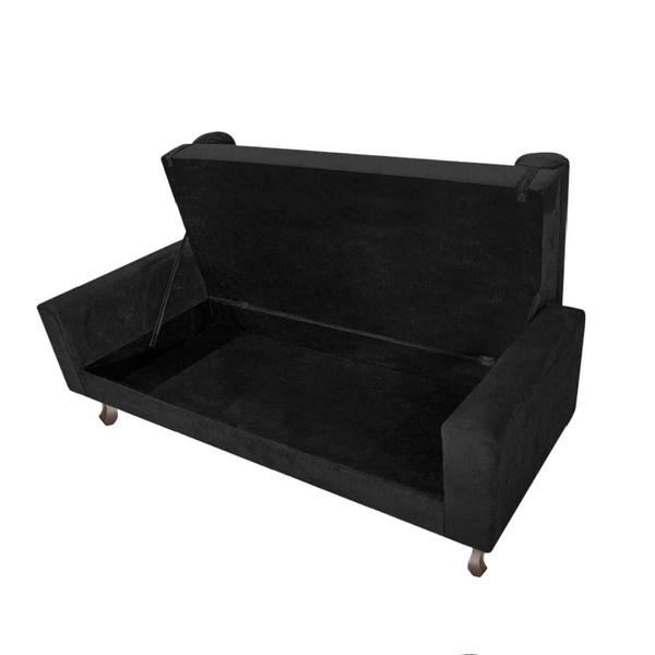 Imagem de Kit Cabeceira Lady e Recamier Félix 195 cm King Size Suede Preto - ADJ Decor