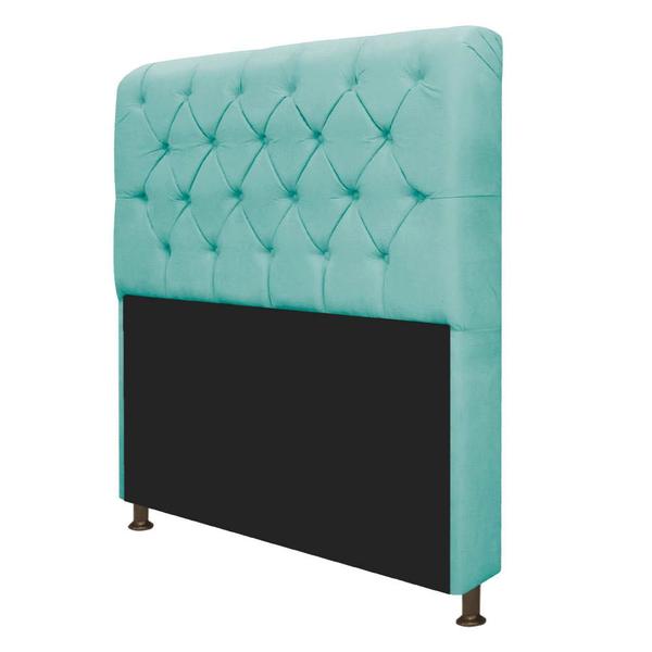 Imagem de Kit Cabeceira Lady e Recamier Félix 90 cm Solteiro Suede Azul Tiffany - ADJ Decor