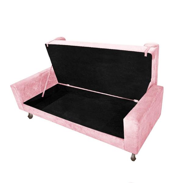 Imagem de Kit Cabeceira Lady e Recamier Félix 90 cm Solteiro Suede Rosa Bebê - ADJ Decor