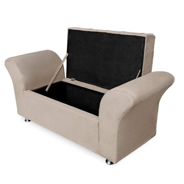 Imagem de Kit Cabeceira Mirage + Calçadeira Baú Veneza Casal 140cm Suede - Renascer Decor