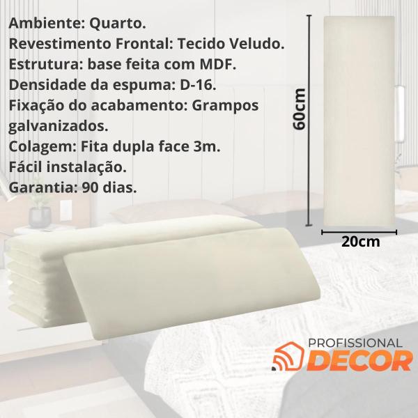 Imagem de Kit Cabeceira Modulada 7 Un. e Calçadeira Baú Recamier Casal Estofada 140cm Carla Veludo