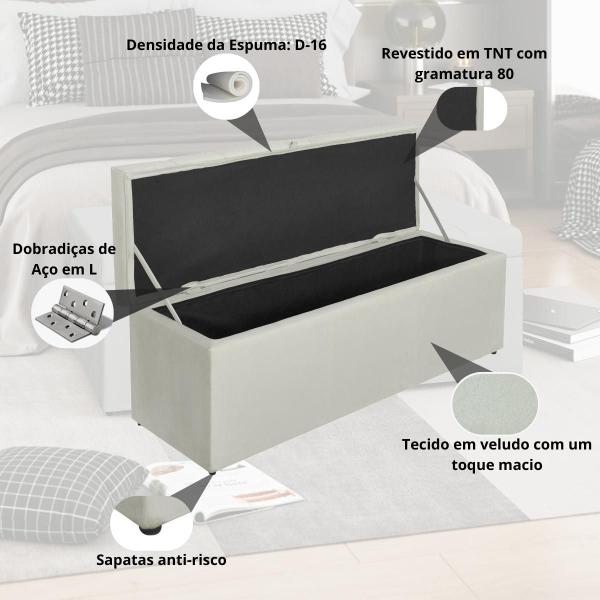 Imagem de Kit Cabeceira Modulada 7 Un. e Calçadeira Baú Recamier Casal Estofada 140cm Carla Veludo