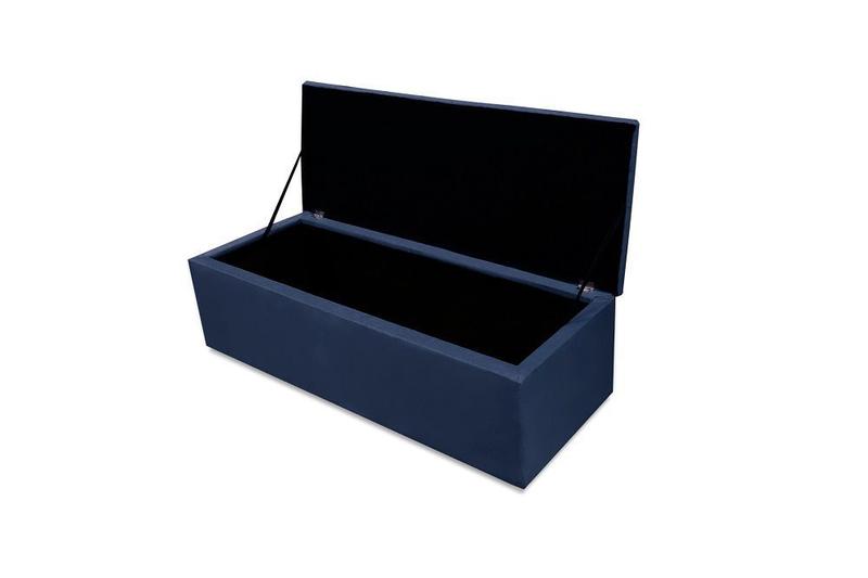 Imagem de Kit cabeceira paris mais calçadeira 195cm suede azul marinho