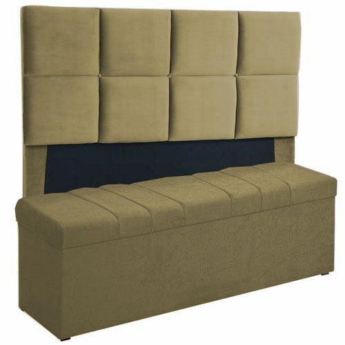 Imagem de Kit Cabeceira Poliana+ Calçadeira Kiara King 195 CM Suede Camurça - D A Decor