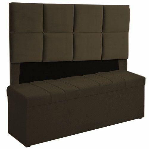 Imagem de Kit Cabeceira Poliana+ Calçadeira Kiara King 195 CM Suede Marrom - D A Decor