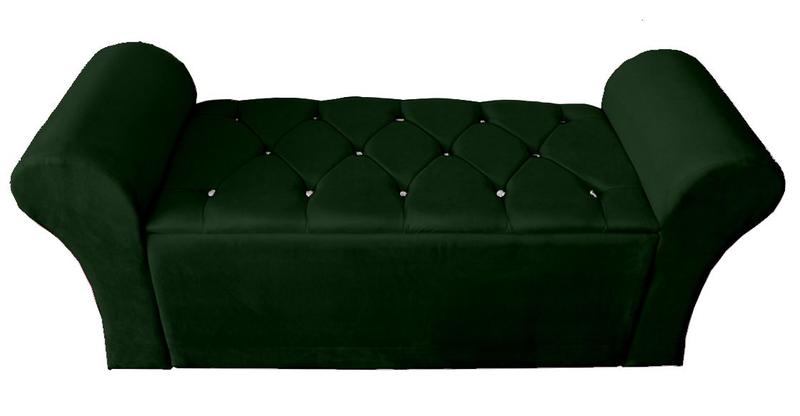 Imagem de Kit Cabeceira + Recamier Luxo Com Botões Strass Estofada Para Cama Casal Queen 158 Cm - Suede - Sv Decor