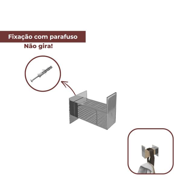 Imagem de Kit Cabide Para Toalha Banheiro Lavabo gancho 2 Unidades Aço Inox 304 Q-C1-2 Toalheiros Ganchos