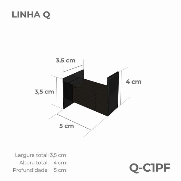 Imagem de Kit Cabide Para Toalha gancho 2 Unidades Aço Inox 304 Preto Fosco Q-C1PF-2