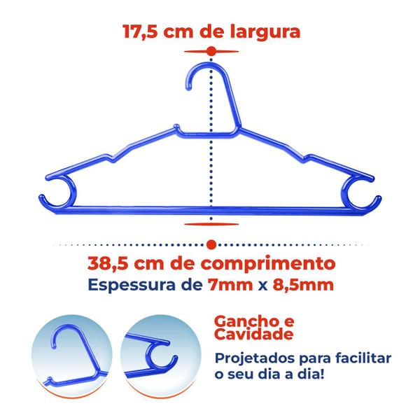 Imagem de Kit Cabides Adulto Azul 30 unidades