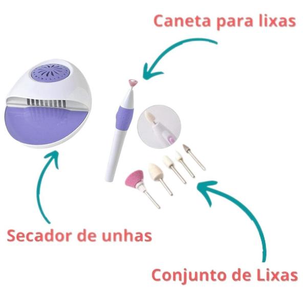 Imagem de Kit Cabine com Ventilador e Lixadeira C/ 5 Lixas Mini Polidor Modelador Unha Esmalte 006