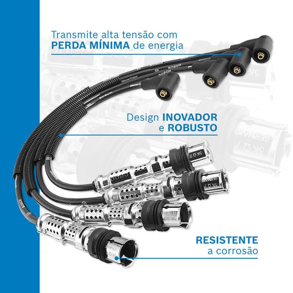 Imagem de Kit Cabo E Vela de Ingnição Original Bosch Chevrolet Celta 1.4 MPFI 8V 2003 a 2008