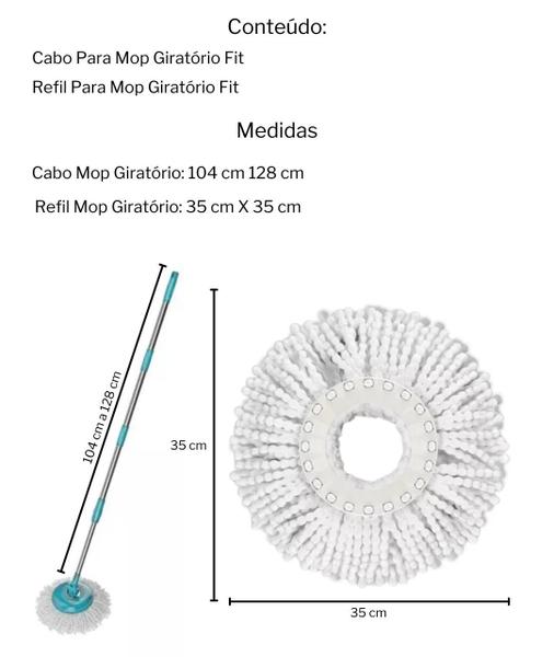 Imagem de Kit Cabo Mop + Refil MOP Eficaz Flash Limp Limpeza Microfibra