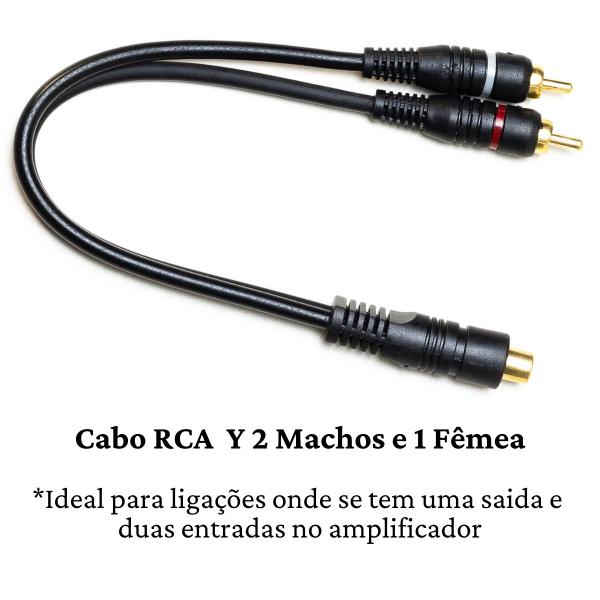 Imagem de Kit Cabo Rca 1,5 Metro + 2 Cabo Y 2 Macho 1 Femea P/ Modulo Amplificador Cabos Emborrachados Resistente rca anti ruidos