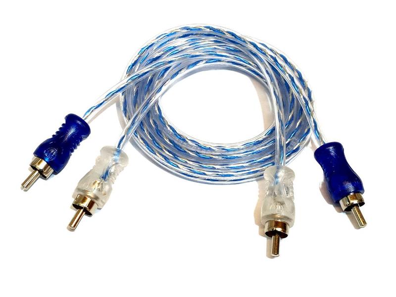 Imagem de Kit cabo rca 1metro com 2 rca y 1M/2F injetado azul cristal