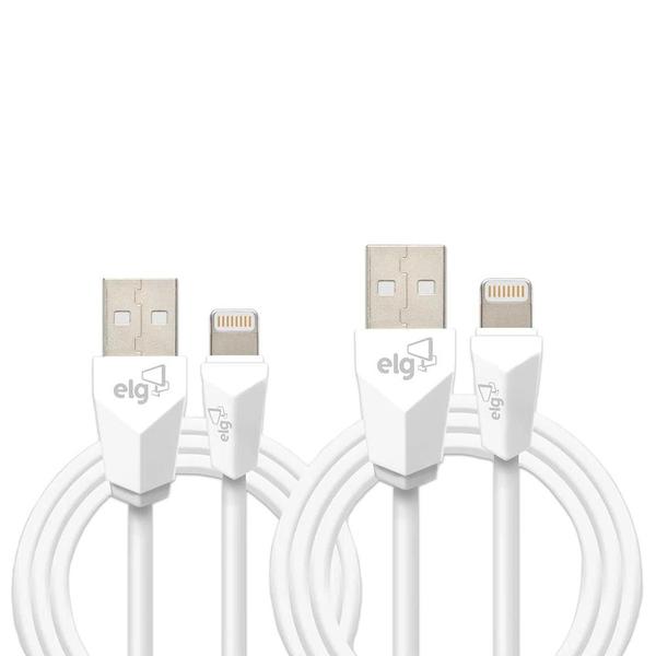 Imagem de Kit cabo usb para lightning elg c/ 1 mt + 2 mt branco cmb812wh